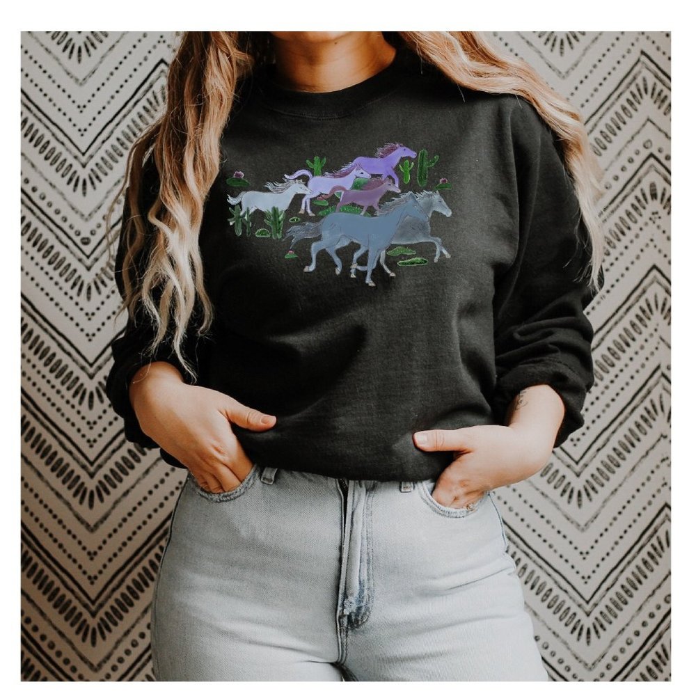 Wild Horse Sweatshirt, Horse Sweatshirt, Horse Shirt, Horse Sweater, Horse Art